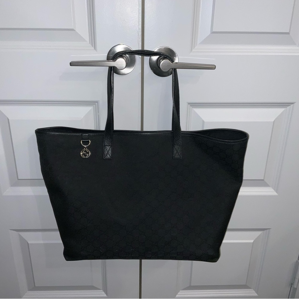 Gucci Black Tote Bag with Gold Accent